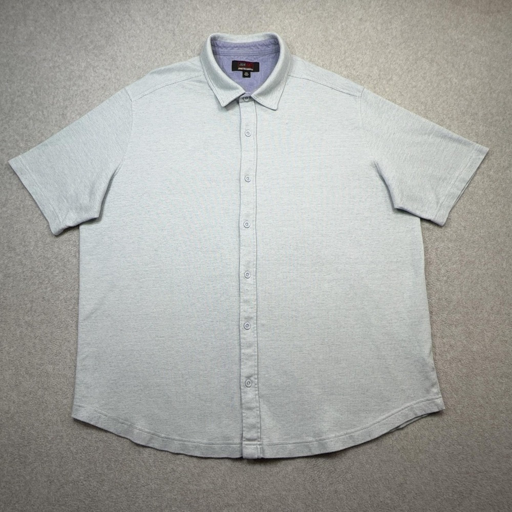 Johnston Murphy Flex Shirt Mens XXL Blue Short Sleeve Button Front Soft Casual